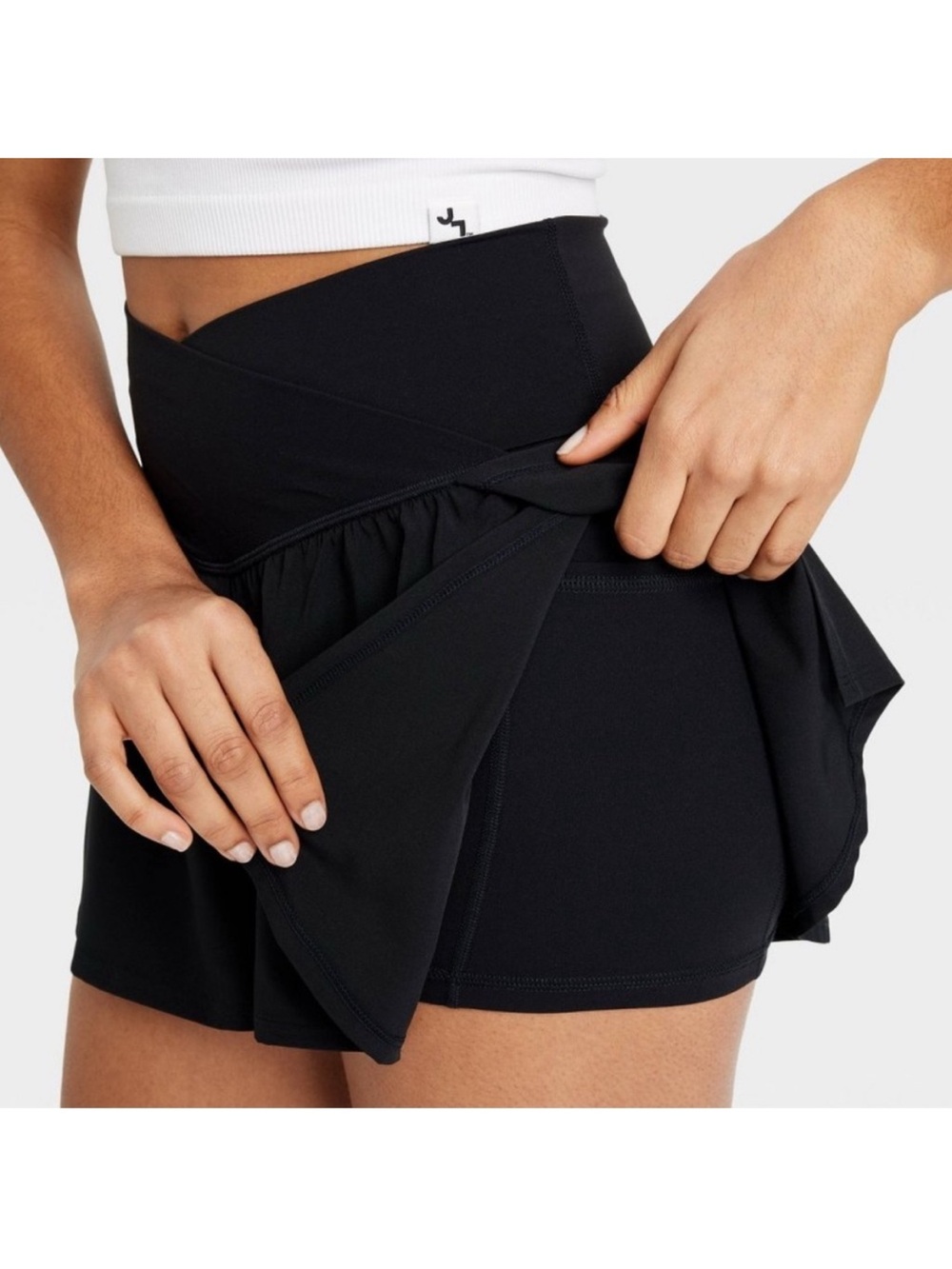 JoyLab - Women's Crossover Waistband High Rise Woven Shorts - Black Small - Picture 2 of 4